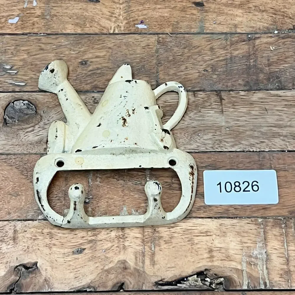 Watering Can Wall Hook Cast Iron Leash Key Towel Coat Hanger Rustic Antique
